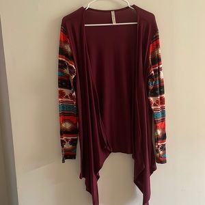 Love In cardigan with Aztec print sleeves